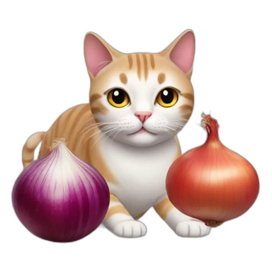 Cat with red onion sticker