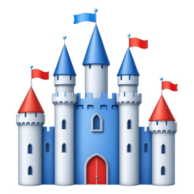The flag has a yellow background with four horizontal red stripes running across it. In the upper left corner, there is a blue rectangle containing a white, stylized castle with three towers, the middle tower being taller than the others. sticker
