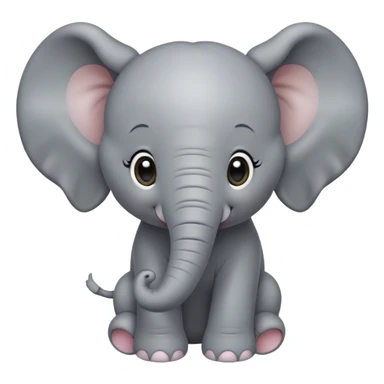 Cinematic Cute Baby Elephant Portrait Emoji, Head tilted playfully and inquisitively, featuring a velvety gray hide with oversized floppy ears and round, sparkling eyes filled with wonder, Simplified yet irresistibly adorable features, highly detailed, glowing with a warm, friendly glow, high shine, affectionate and spirited, stylized with a touch of playful charm, bright and endearing, soft glowing outline, capturing the essence of a mischievous yet loving baby elephant, so playful it feels like it could trundle out of the screen into your arms! sticker