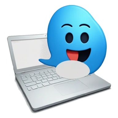 one blue Speech Balloon on top of laptop  sticker