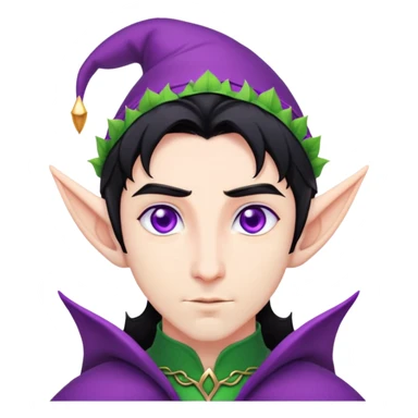 Man with black hair, purple eyes and elf ears sticker