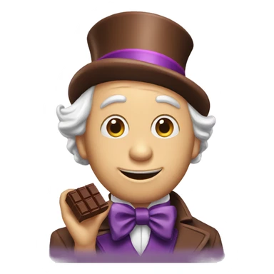 Willy Wonka with a chocolate  sticker