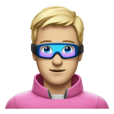 Guy with blue eyes and pink scuba mask sticker