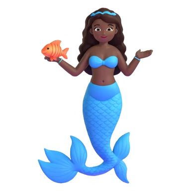 full body black mermaid with dark skin and fish tail sticker