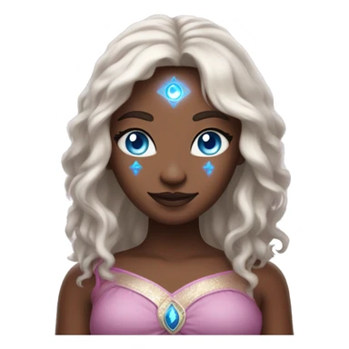 magical diva with thin pink andromedan skin long hair and blue eyes glowing third eye sticker