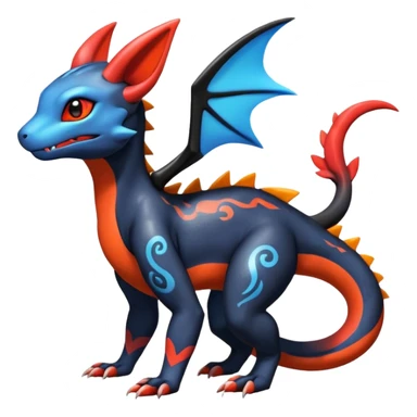 Cute Exotic Shiny Colorful Guilmon-Salandit-Umbreon-Charmeleon-Fakémon-hybrid-creature (full body)  sticker