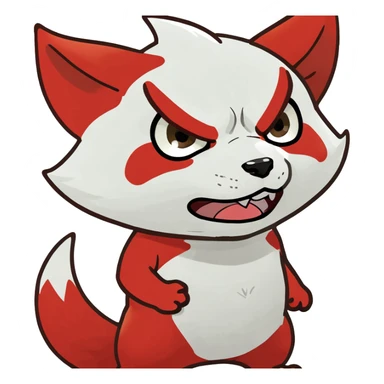Angry red white Chibi kitsune  sticker