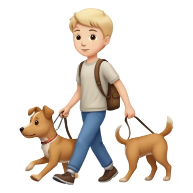 boy walking with dog sticker