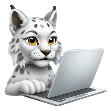 A lynx with a laptop sticker