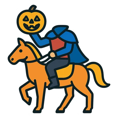 color outline icon of a headless horseman sticker
