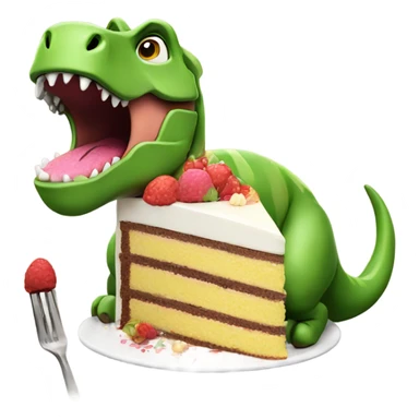 Dinosaur eating cake sticker