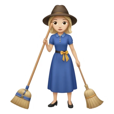 señora barriendo sticker