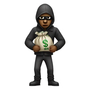 A robber with a bag of money sticker