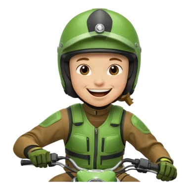 dirtbike rider in green gear laughing sticker