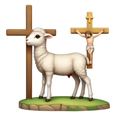 lamb at foot of a crucifx sticker