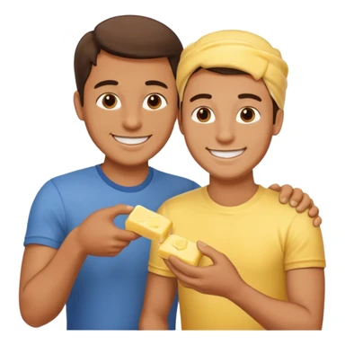 I man handsome puts butter on another man sticker