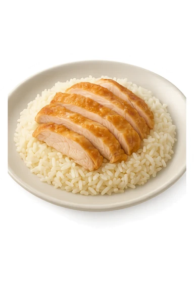 Riso con pollo cucinato su un piatto sticker