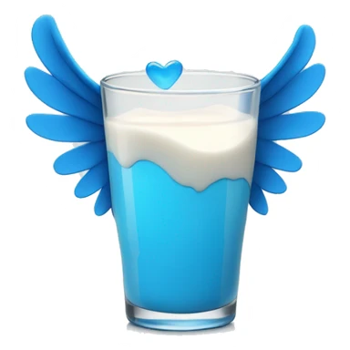 Blue heart glass with milk with wings sticker