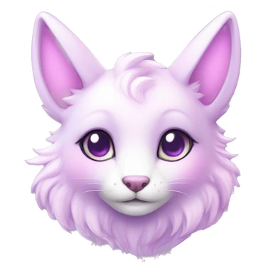 Kawaii cute colorful bright light pastel lilac-pink-white-gradient fantasy ethereal anthro fursona animal creature sticker