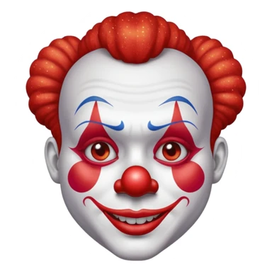 red glitter clown with the neutre facial expression sticker