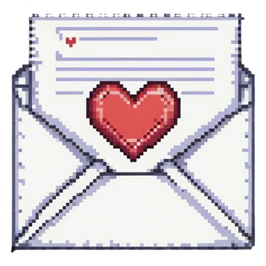 Pixelated love letter with a heart seal sticker