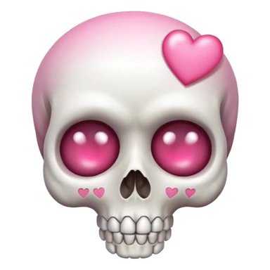 
Cute kawaii skull with a heart shaped pink  nose cartoon -style/cute and transparent for a sticker sticker