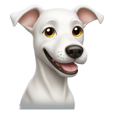 skinny smiling white dog  sticker