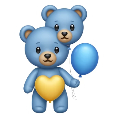 Emoji teddy set down with a baloon bleue sticker