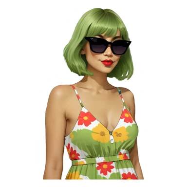 blonde white girl with a bob in front of the painted ladies in san francisco  sticker