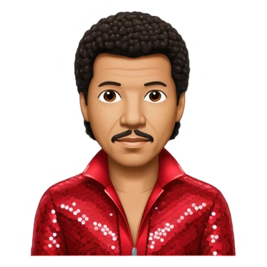 Lionel Richie with dark brown hair, red sequin outfit  sticker