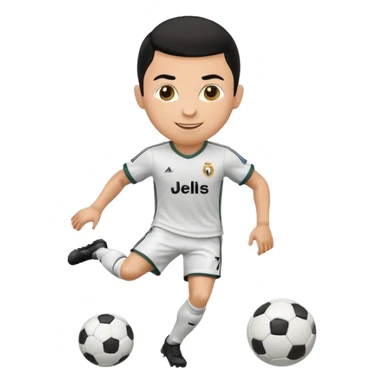 Cristiano Ronaldo inspired emoji, dribbling a soccer ball sticker