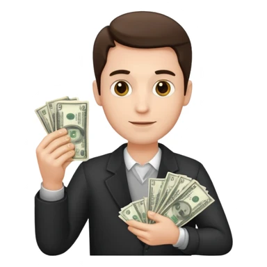 An American man with money in his hands sticker