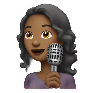 A woman singing with a mic sticker