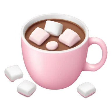Light Pink mug of hot chocolate with marshmallows  sticker