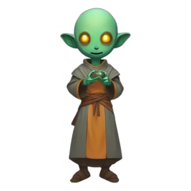 alien monk futuristic roguelike rpg style inspired by slay thee spire sticker