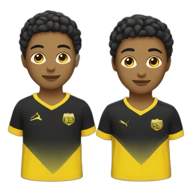 people in soccer uniforms in the color black and yellow sticker