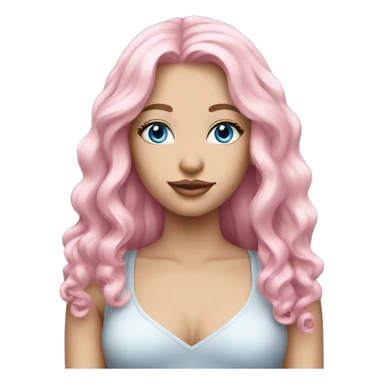 a beautiful girl with fair skin, blue eyes and long soft pink hair, with pink lipstick on her lips. full length sticker