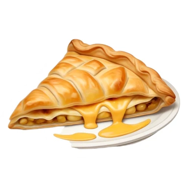 Cinematic Realistic Burek sa Sirom Dish Emoji, showcasing a flaky pastry filled with cheese rendered with crisp textures and appetizing, warm lighting. sticker