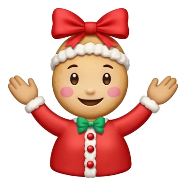 Christmas cookie with arms and legs but and red bow on her head sticker