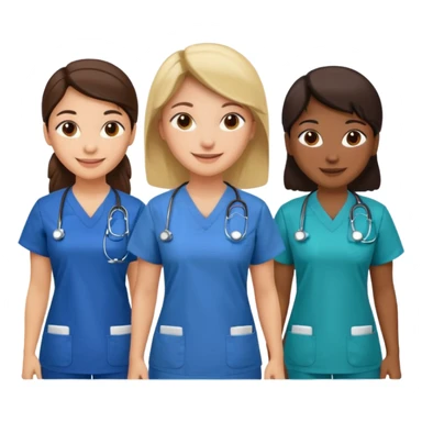 Nurses of different ethnicities in various color scrubs sticker