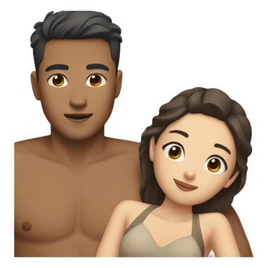 asian girl laying on the beach with brown haired boyfriend  sticker