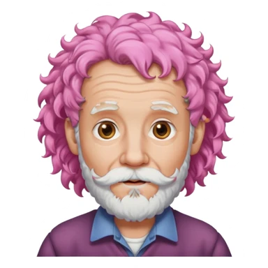 old pink haired curly man with beard sticker
