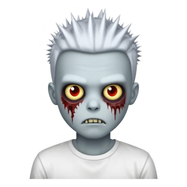 chrome zombie boy with spiky emo hair and white shirt sticker