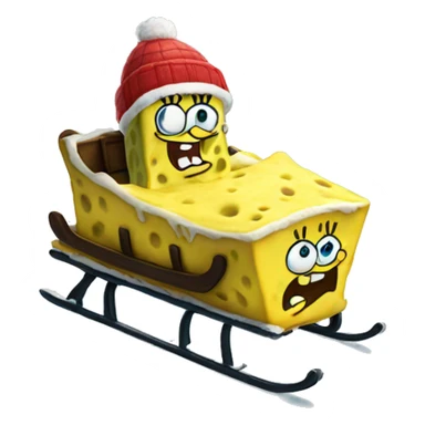 SpongeBob on a sled sticker