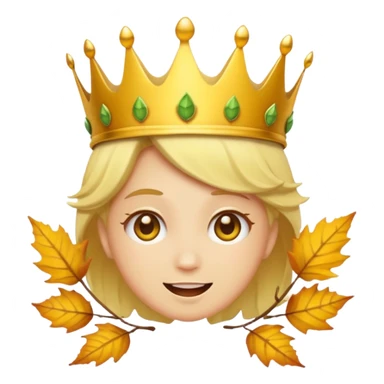 fall ecstatic emoticon artsy slightly creepy crown of leaves but make the base a normal yellow genderless emoji sticker