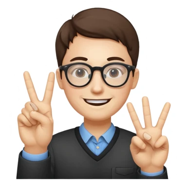 Smile face with glasses and peace sign sticker
