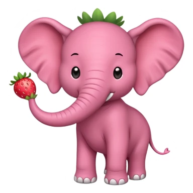 Cute elephant with long tusks and trunk wearing strawberry costume sticker