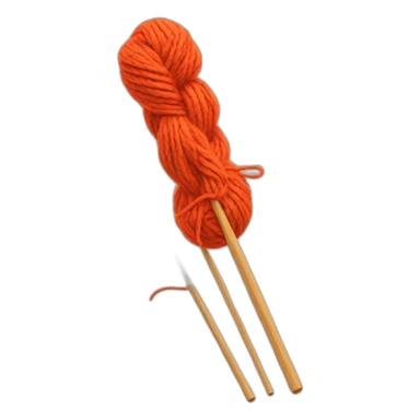 Two knitting needles and yarn sticker