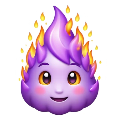 3D emoji of a cute purple flame with sparkles around, glowing core, soft cartoon style, friendly vibe sticker