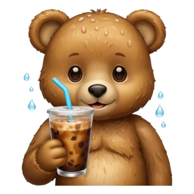 Teddy bear drinking iced coffee sticker
